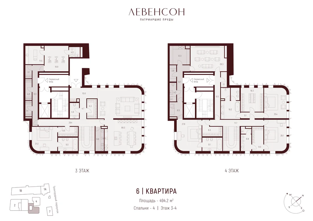 Планировка: Квартира 494 м² в «Левенсон»