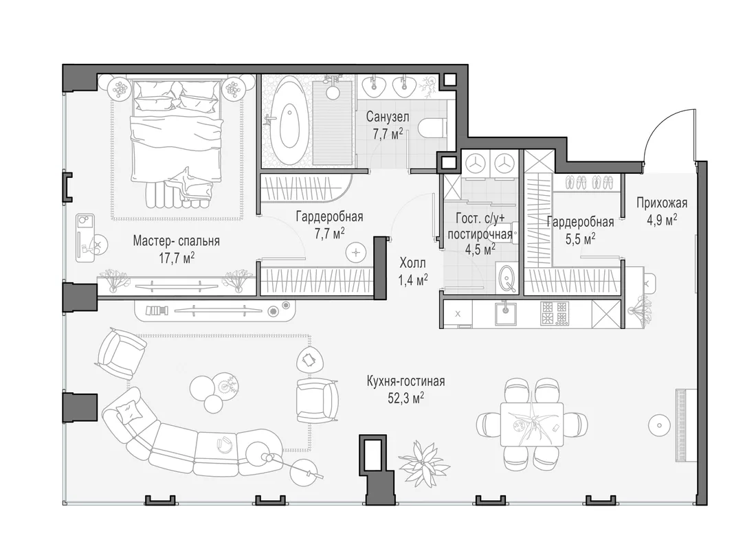 Планировка: Квартира 100 м² в «Life Time»