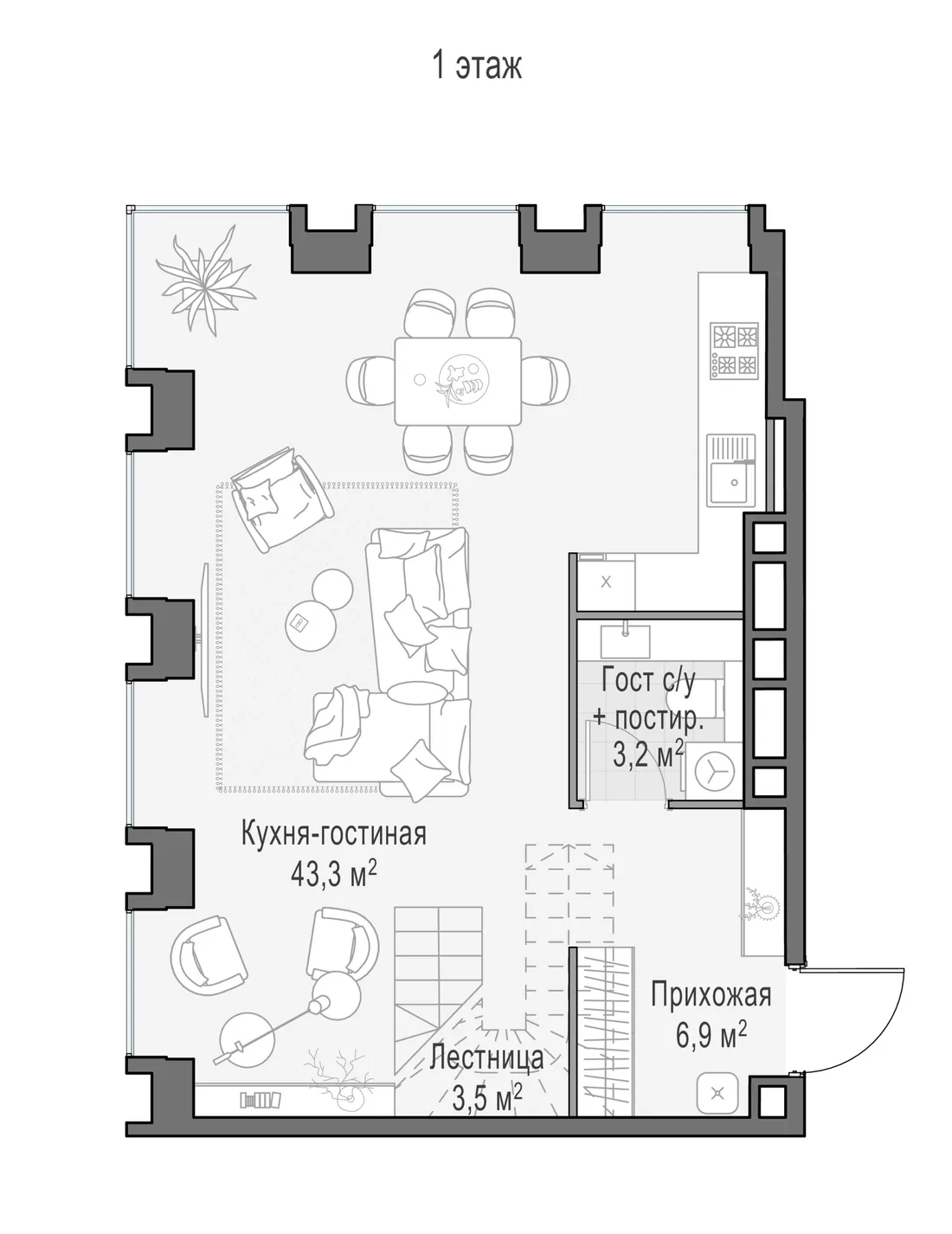 Планировка: Квартира 110 м² в «Life Time»