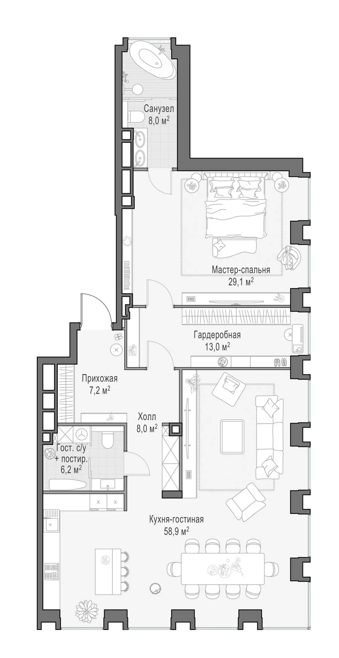 Планировка: Квартира 128 м² в «Life Time»