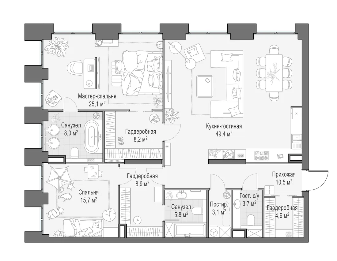 Планировка: Квартира 143 м² в «Life Time»