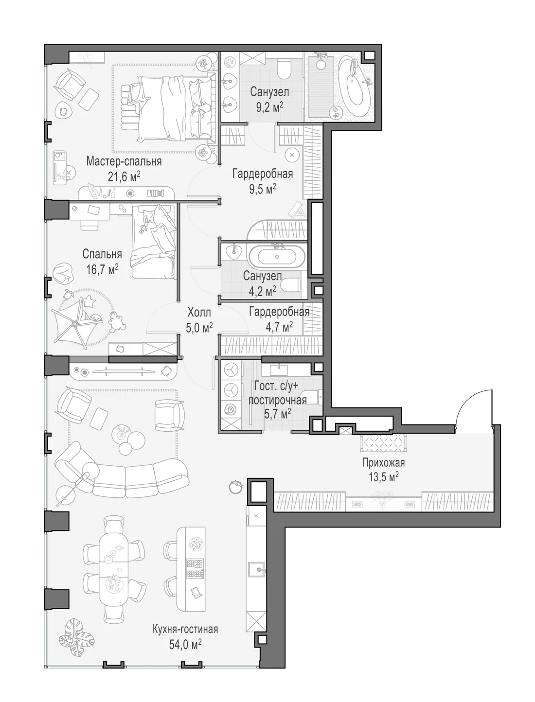 Планировка: Квартира 143 м² в «Life Time»