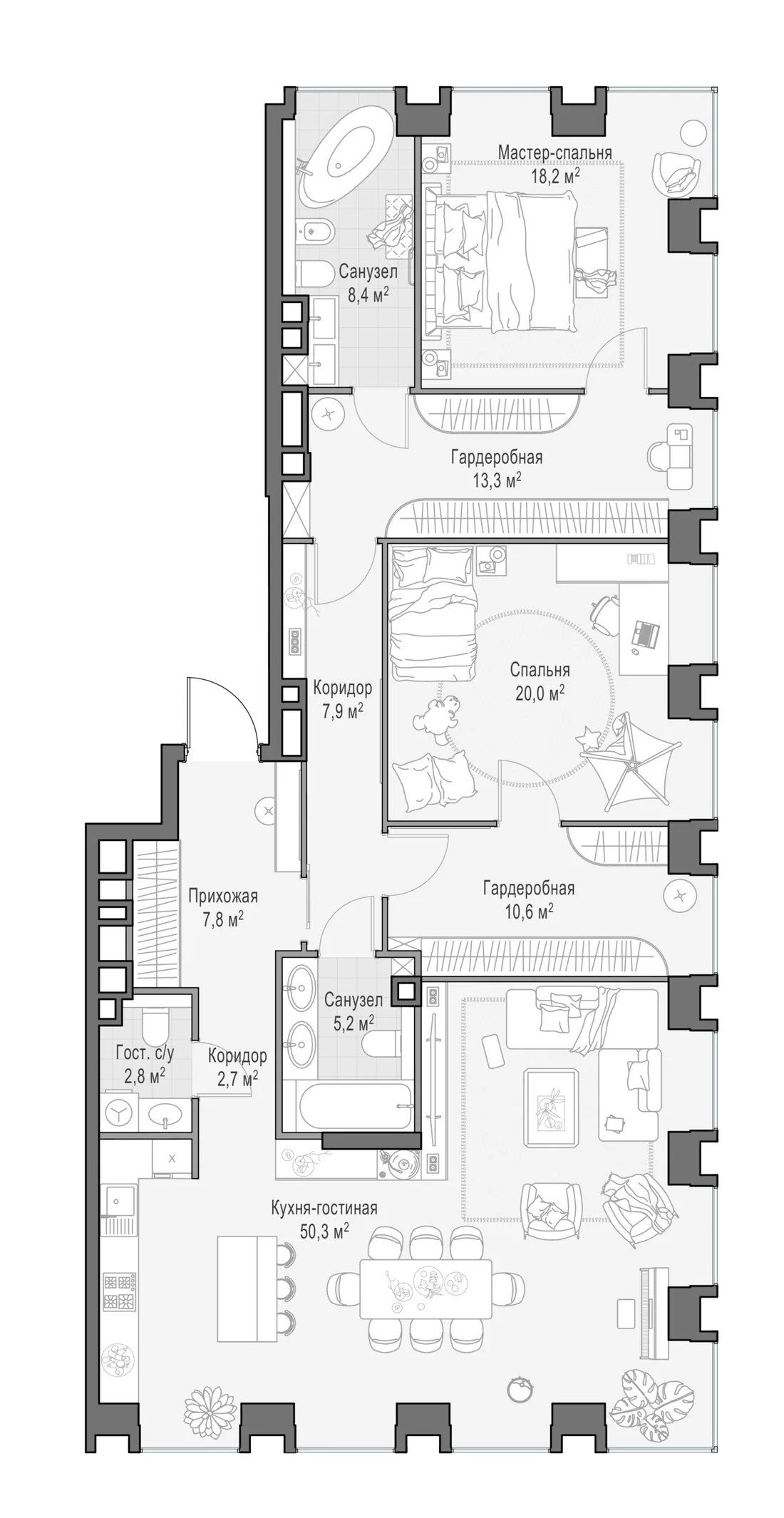 Планировка: Квартира 147 м² в «Life Time»