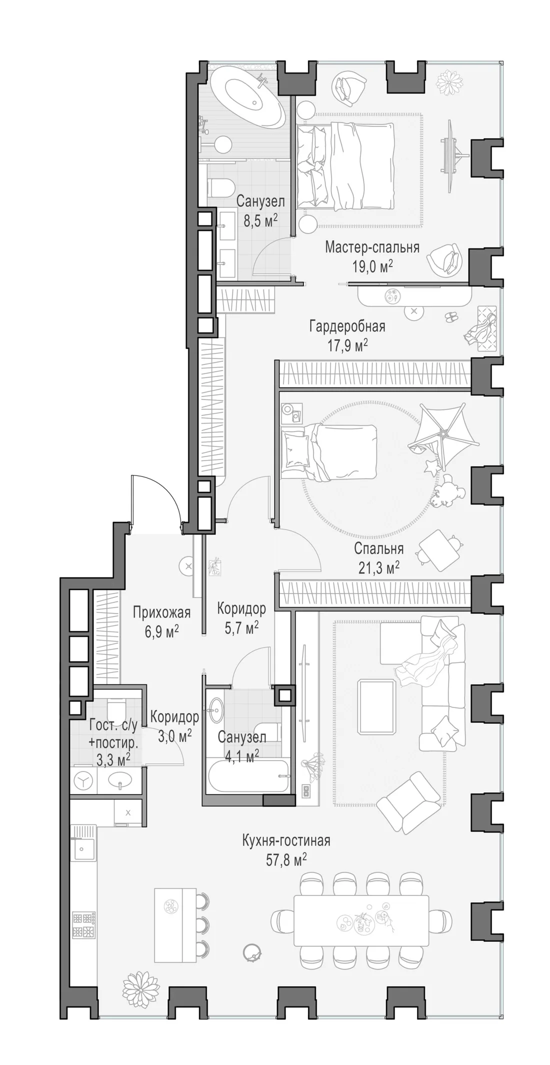 Планировка: Квартира 147 м² в «Life Time»
