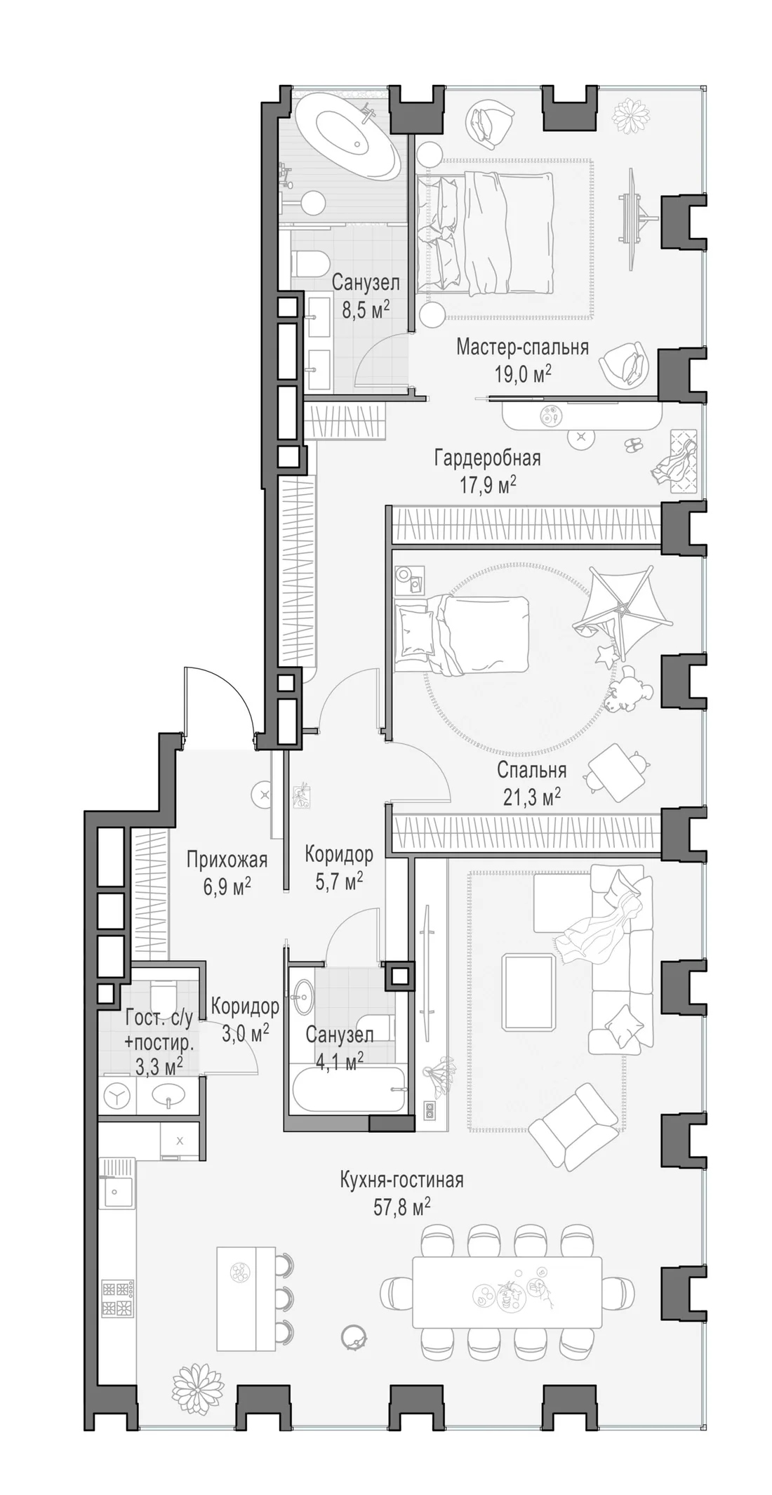 Планировка: Квартира 147 м² в «Life Time»