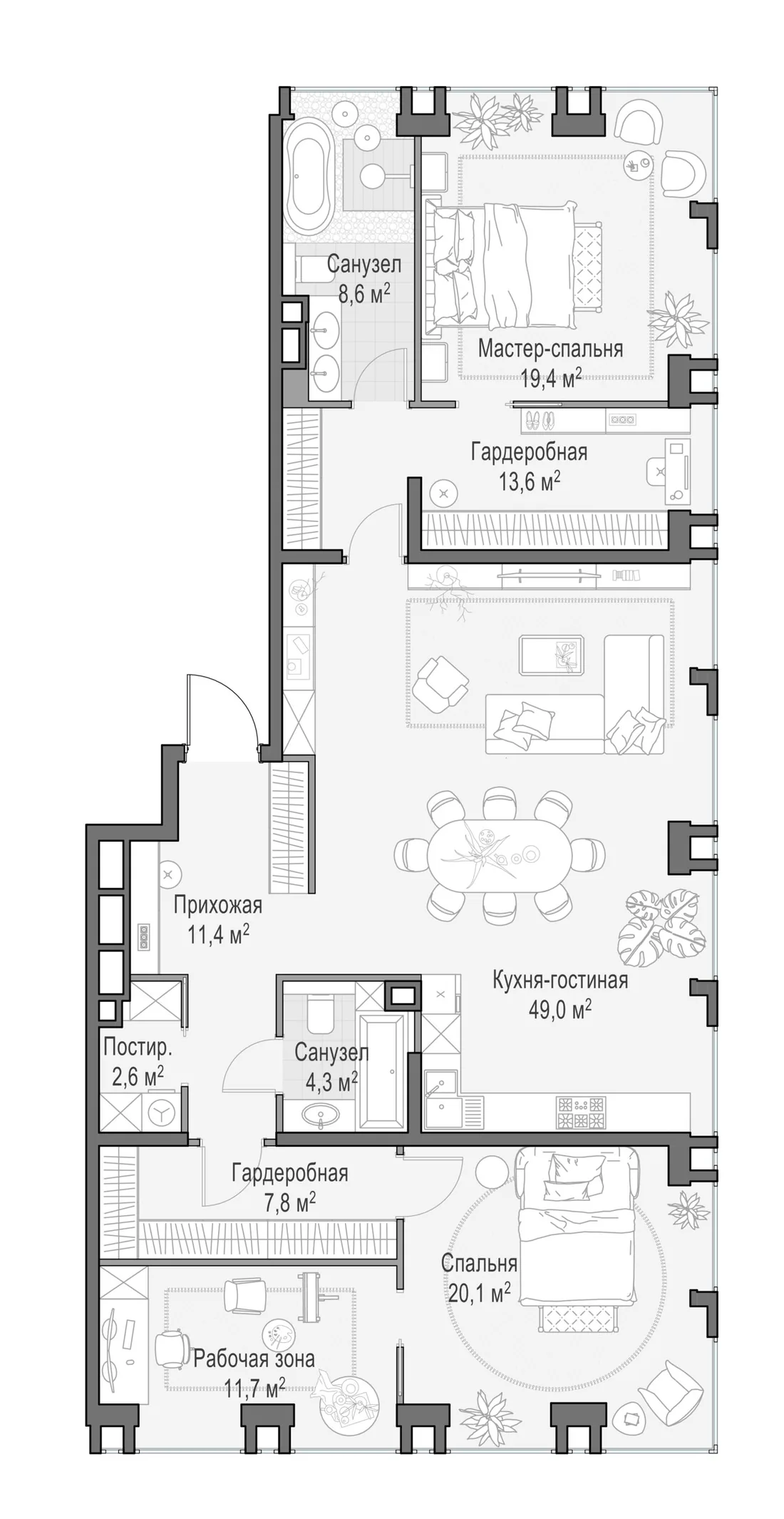 Планировка: Квартира 148 м² в «Life Time»