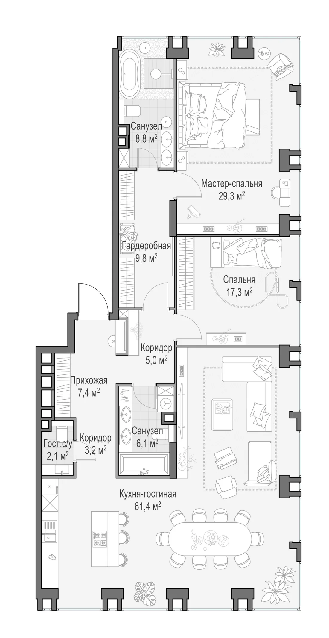 Планировка: Квартира 150 м² в «Life Time»