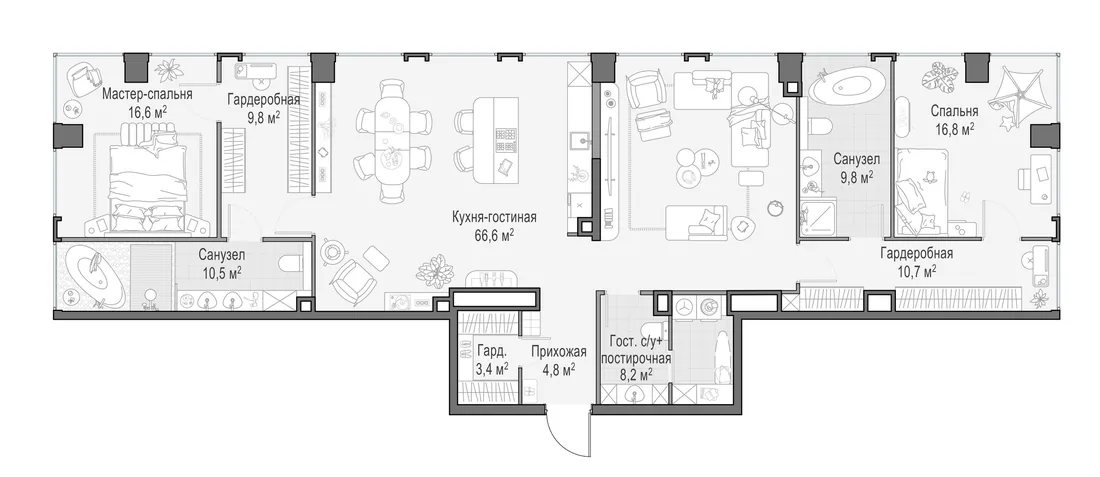 Планировка: Квартира 157 м² в «Life Time»