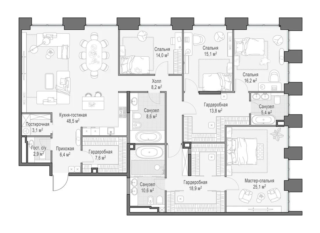 Планировка: Квартира 205 м² в «Life Time»