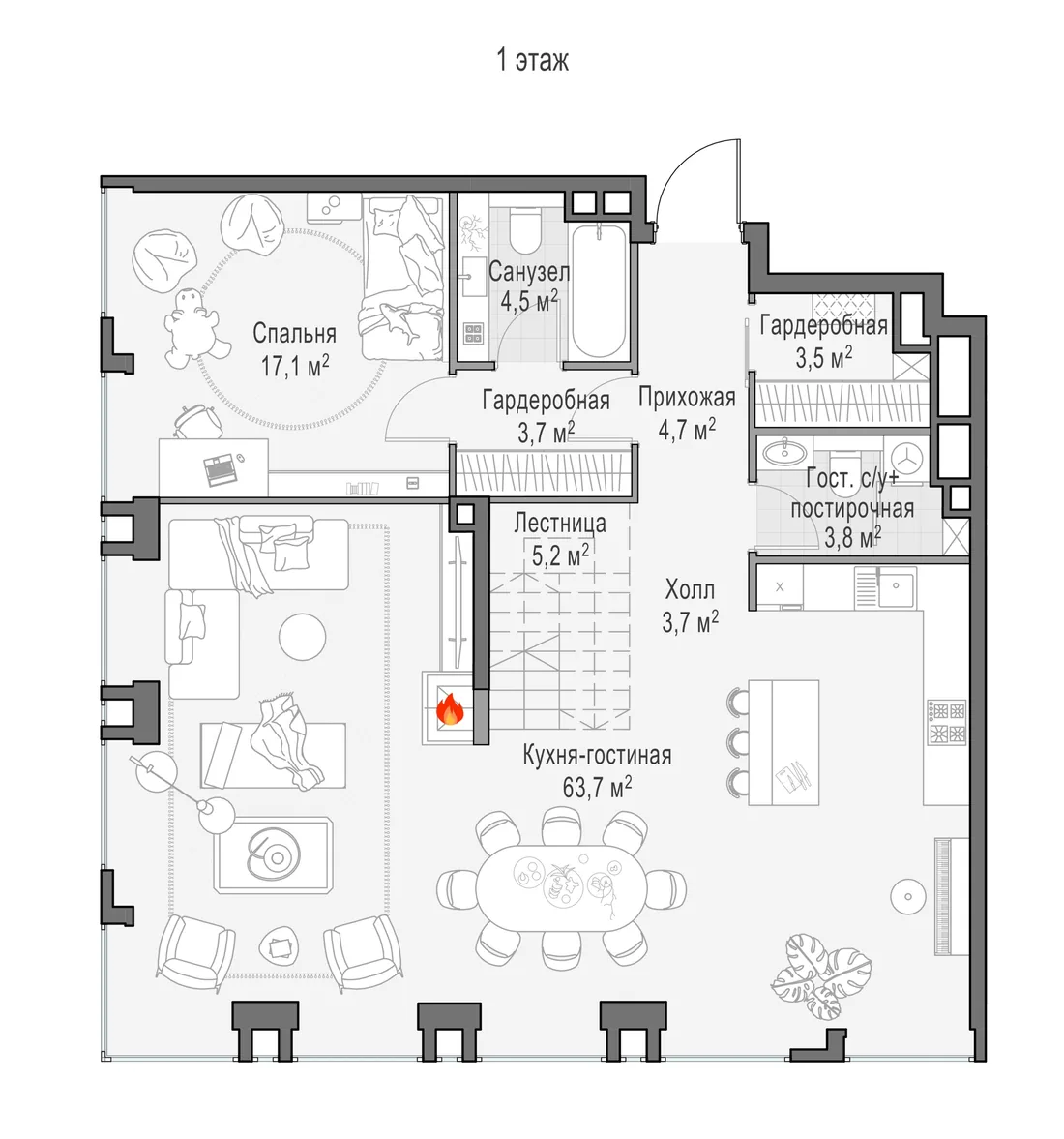 Планировка: Квартира 216 м² в «Life Time»