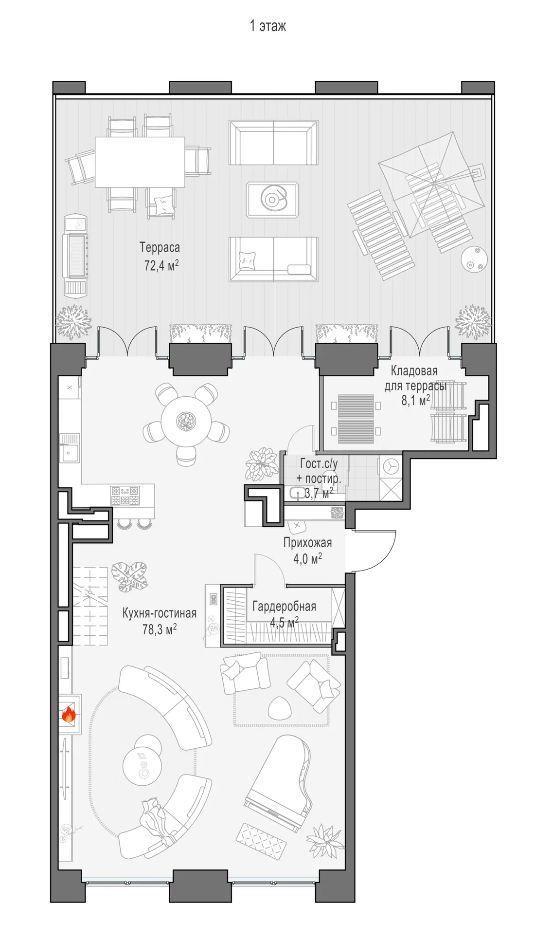 Планировка: Квартира 222 м² в «Life Time»