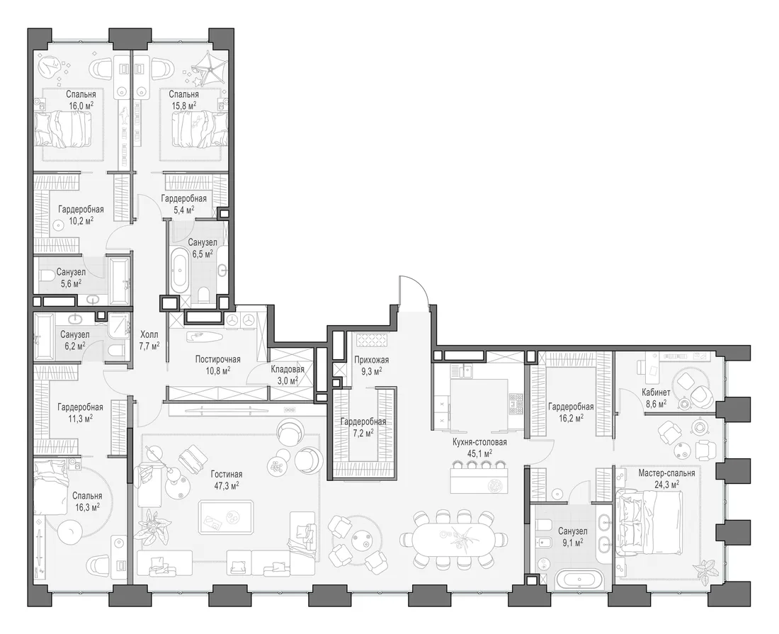Планировка: Квартира 282 м² в «Life Time»