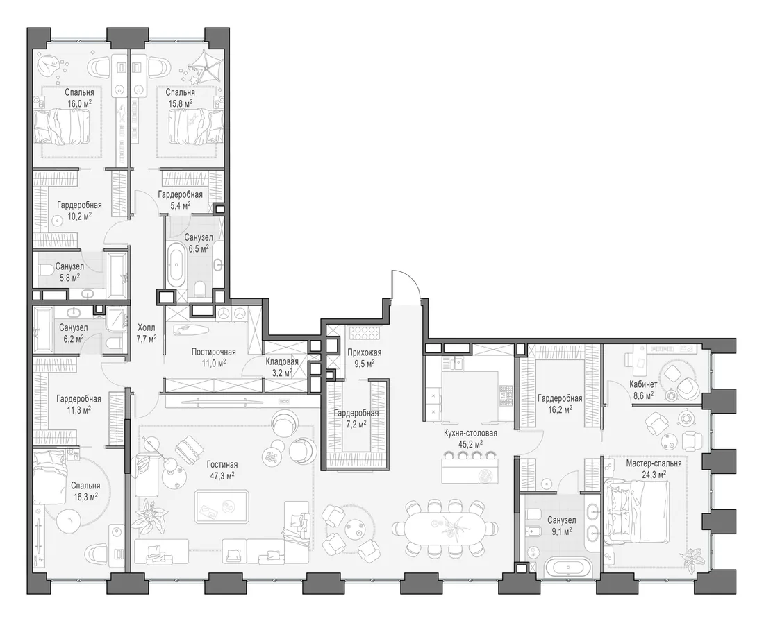 Планировка: Квартира 283 м² в «Life Time»