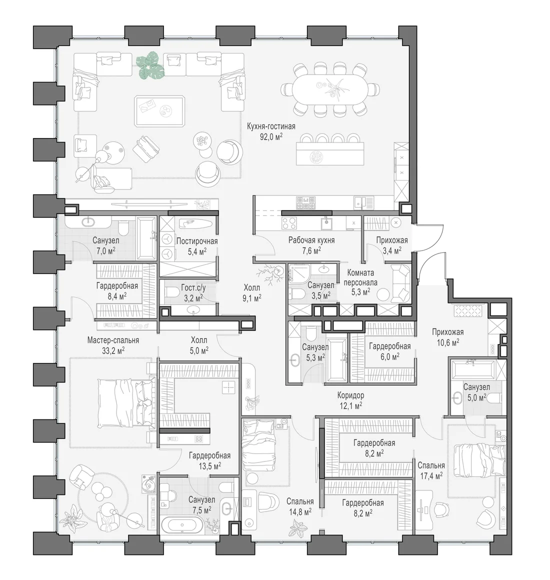 Планировка: Квартира 293 м² в «Life Time»