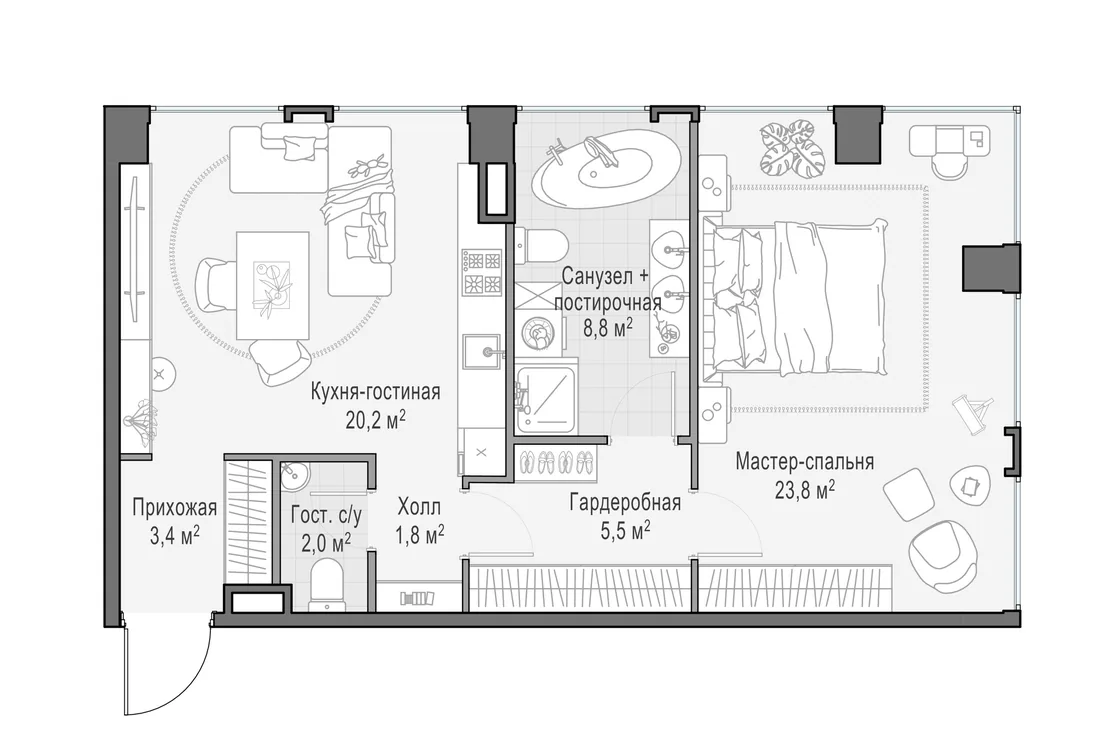 Планировка: Квартира 66 м² в «Life Time»