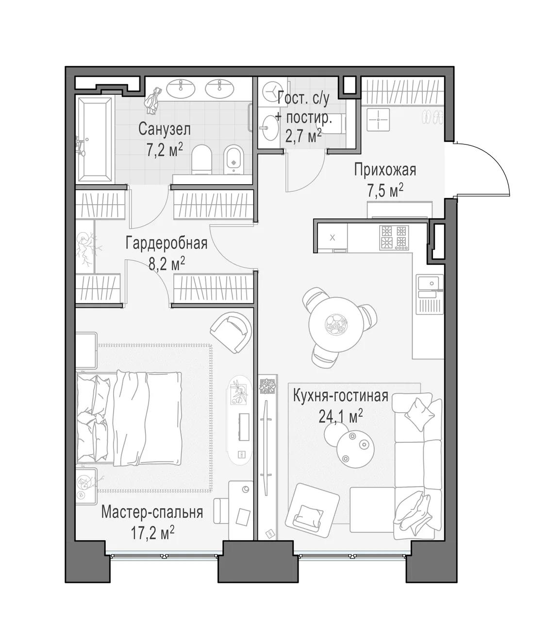 Планировка: Квартира 67 м² в «Life Time»