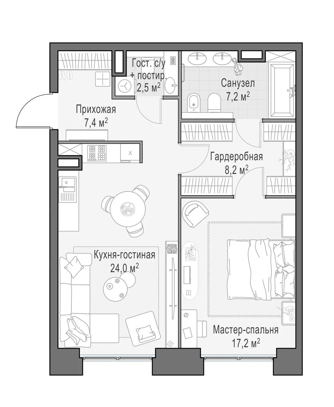 Планировка: Квартира 67 м² в «Life Time»