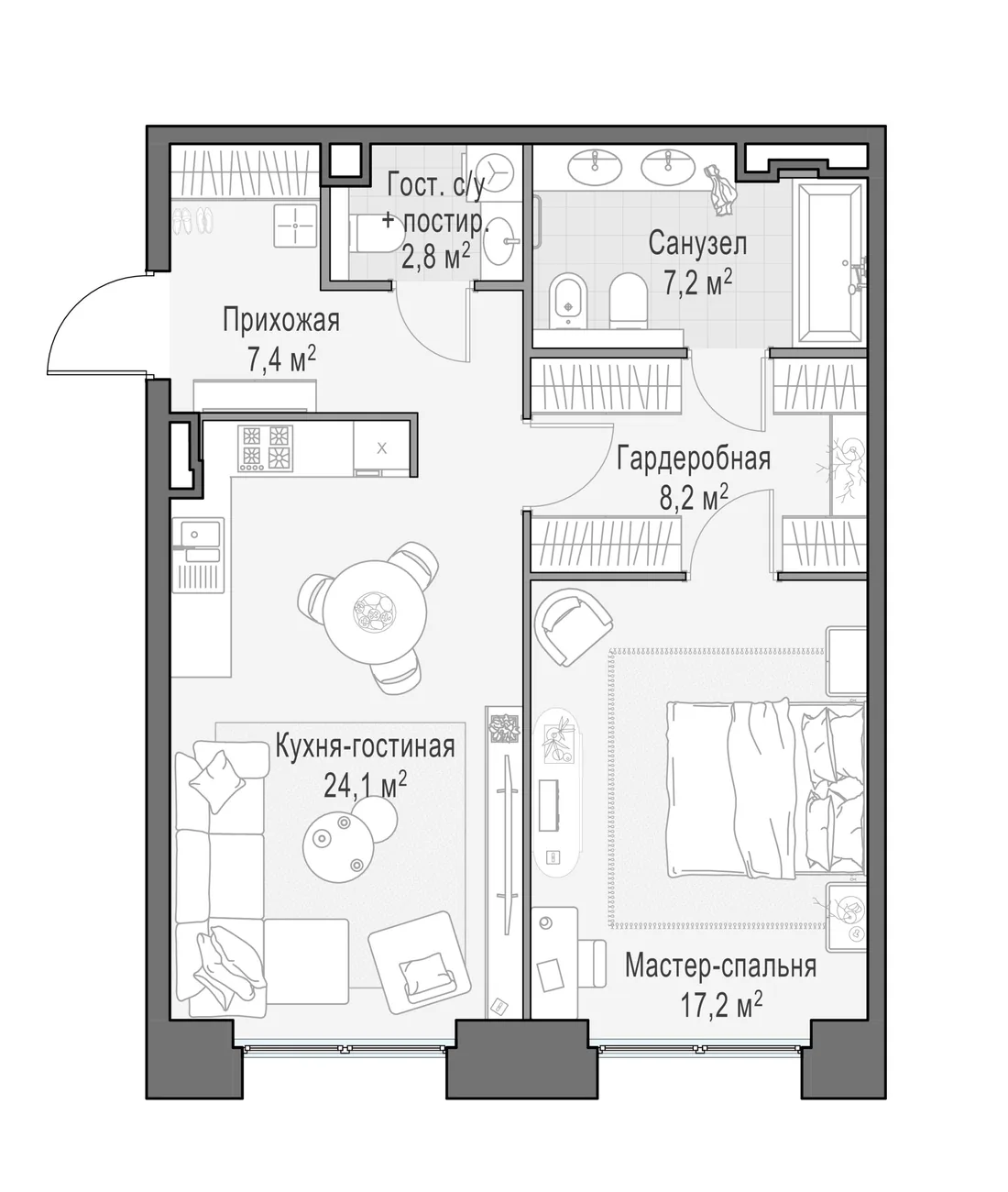 Планировка: Квартира 67 м² в «Life Time»