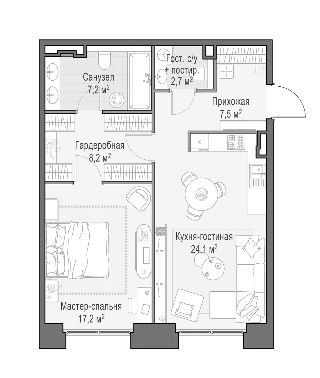 Планировка: Квартира 68 м² в «Life Time»