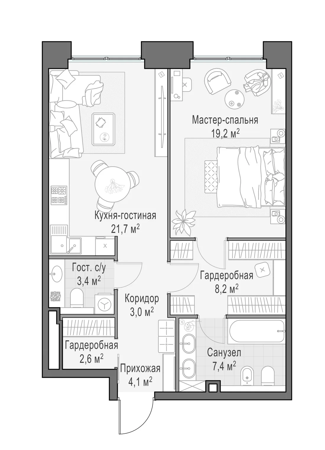 Планировка: Квартира 70 м² в «Life Time»