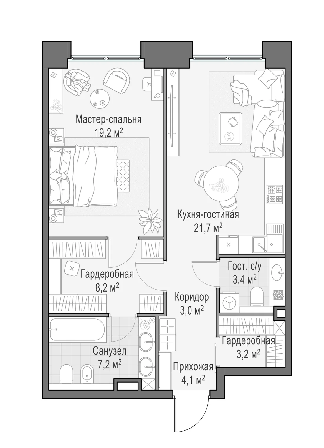 Планировка: Квартира 70 м² в «Life Time»
