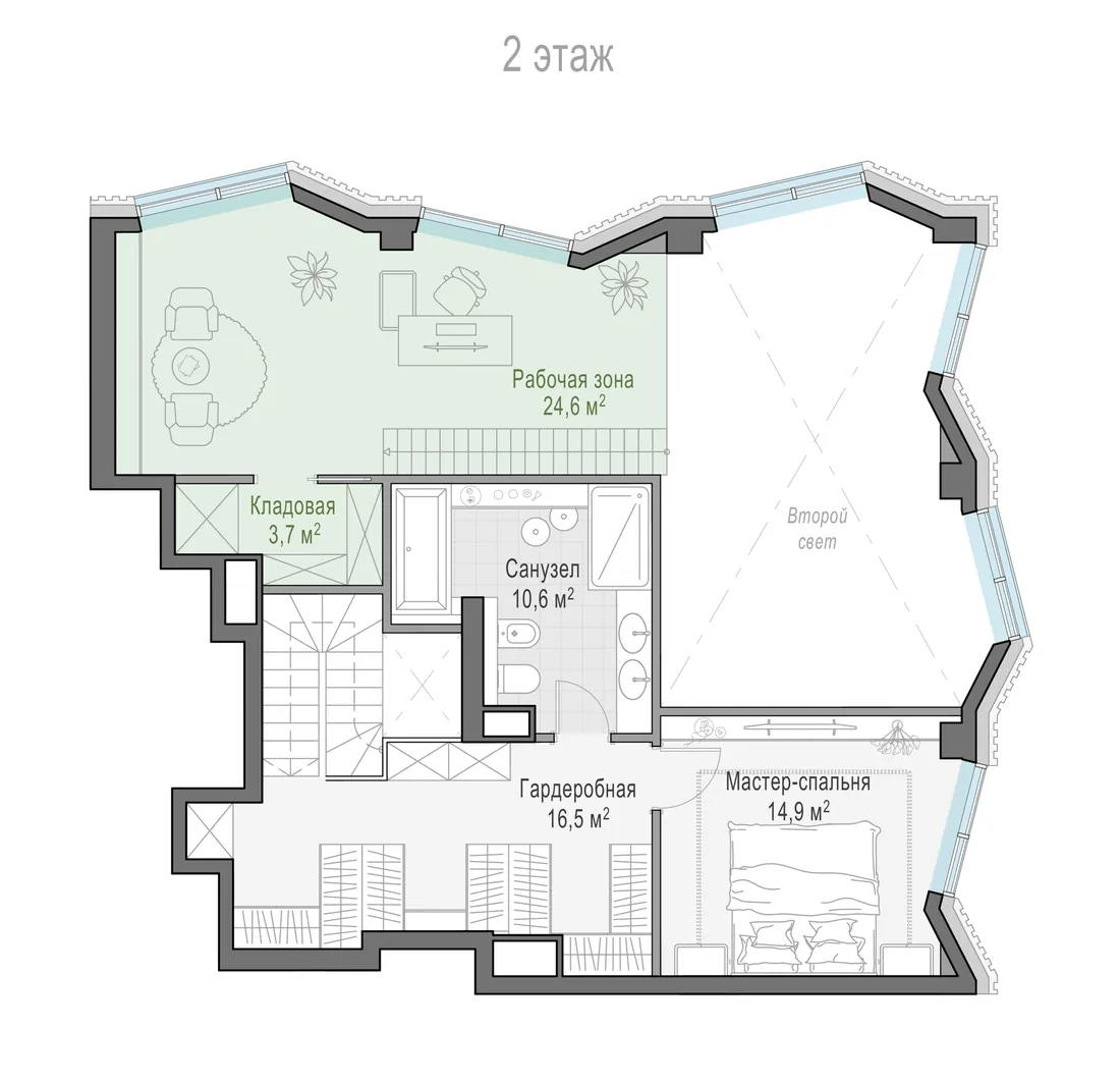 Планировка: Квартира 148 м² в «Тишинский бульвар»