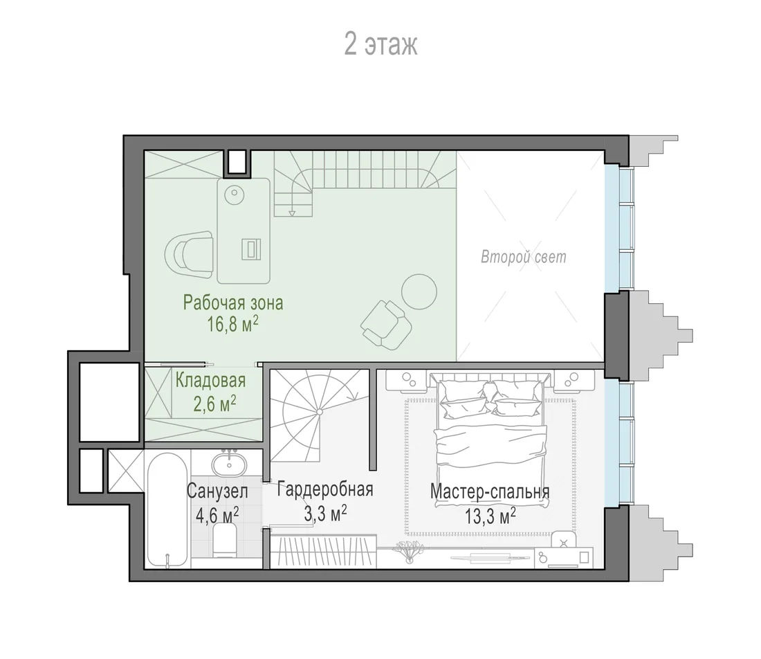 Планировка: Двухкомнатная квартира 76 м² в «Тишинский бульвар»