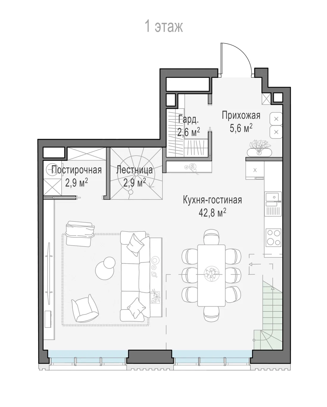 Планировка: Двухкомнатная квартира 77 м² в «Тишинский бульвар»