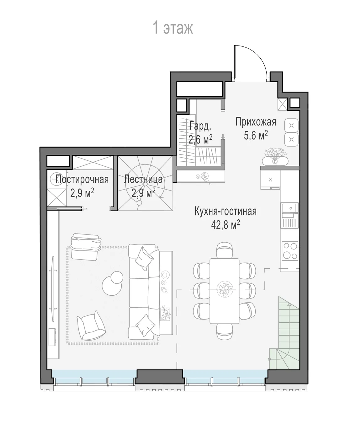 Планировка: Двухкомнатная квартира 77 м² в «Тишинский бульвар»