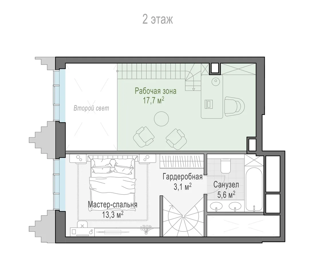 Планировка: Двухкомнатная квартира 78 м² в «Тишинский бульвар»