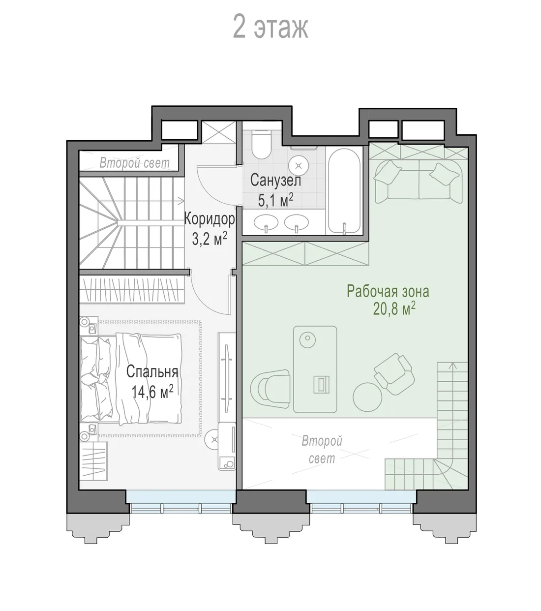 Планировка: Двухкомнатная квартира 81 м² в «Тишинский бульвар»