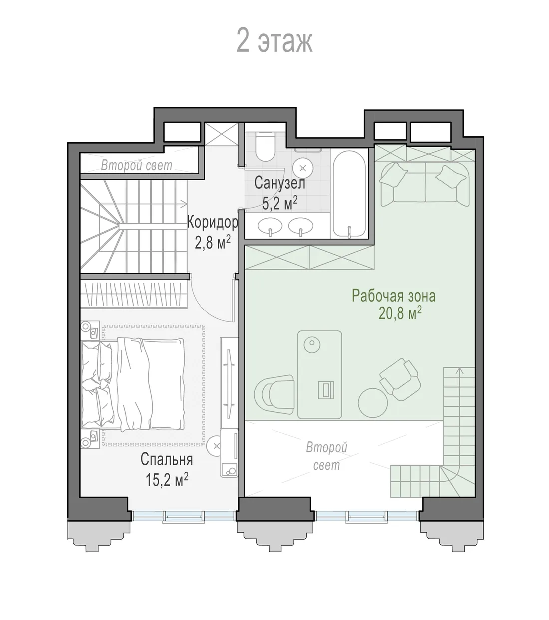 Планировка: Двухкомнатная квартира 82 м² в «Тишинский бульвар»