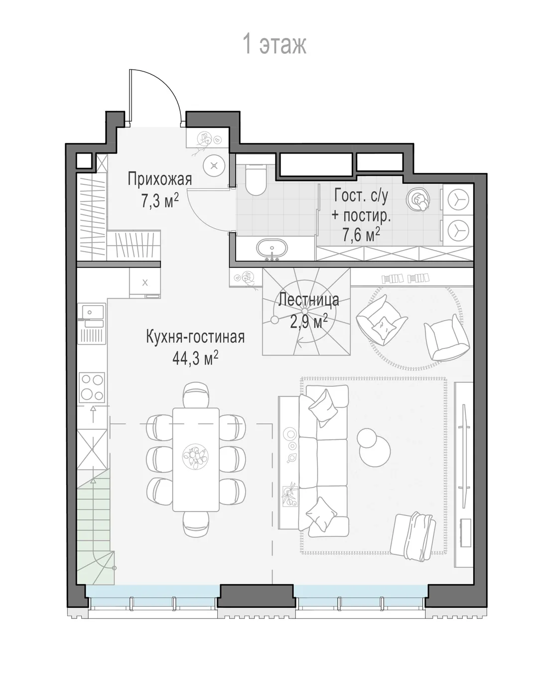Планировка: Двухкомнатная квартира 84 м² в «Тишинский бульвар»