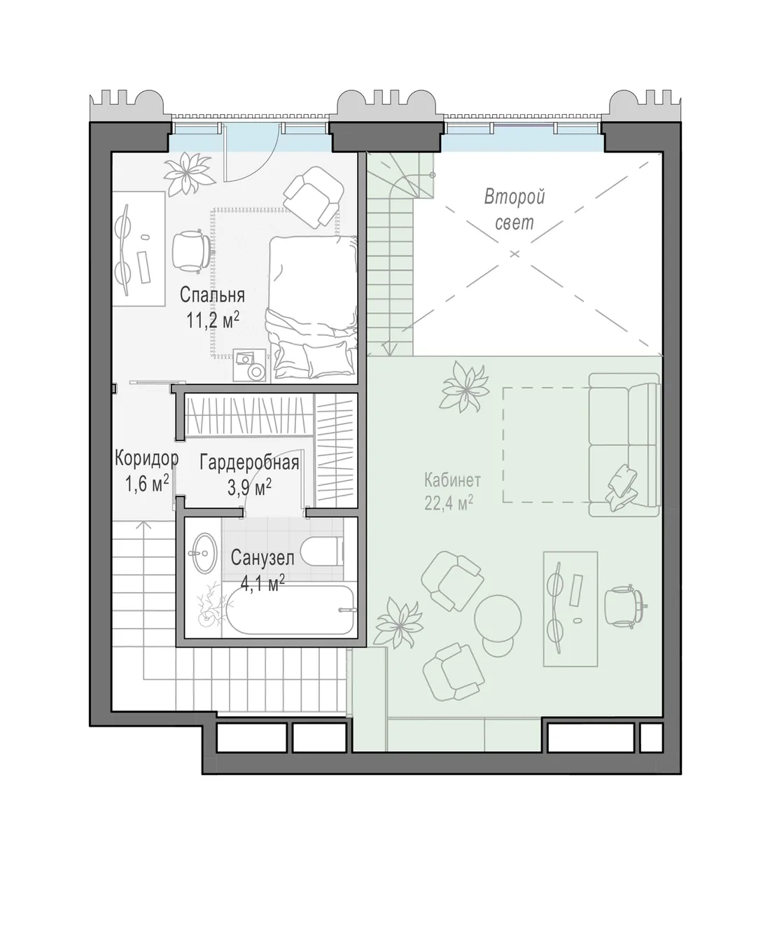 Планировка: Двухкомнатная квартира 84 м² в «Тишинский бульвар»