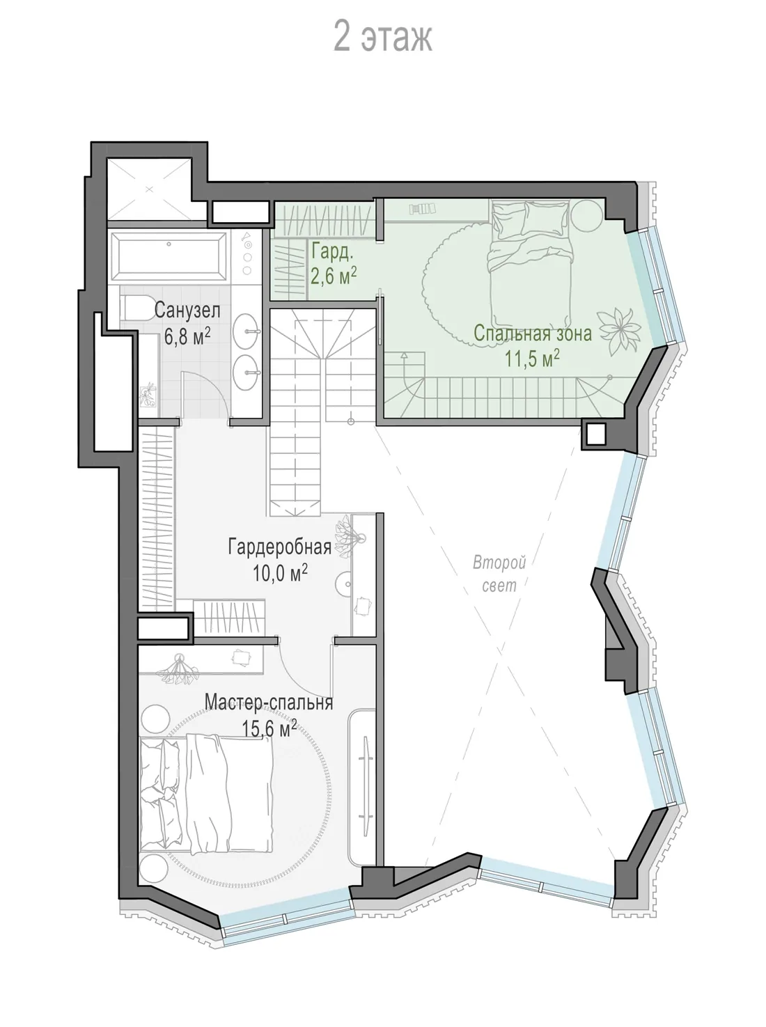 Планировка: Трёхкомнатная квартира 117 м² в «Тишинский бульвар»
