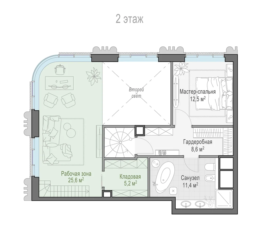 Планировка: Трёхкомнатная квартира 117 м² в «Тишинский бульвар»