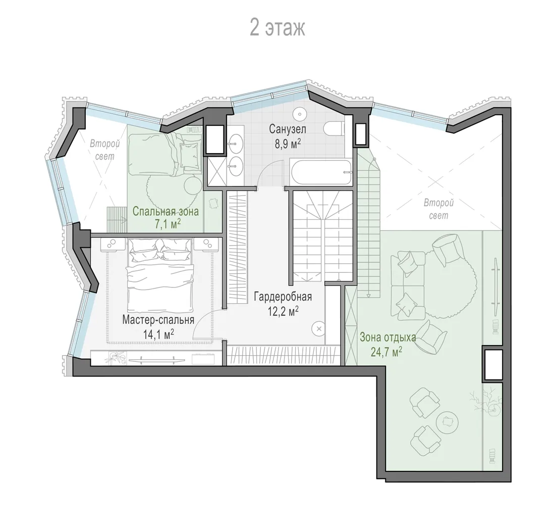 Планировка: Трёхкомнатная квартира 125 м² в «Тишинский бульвар»