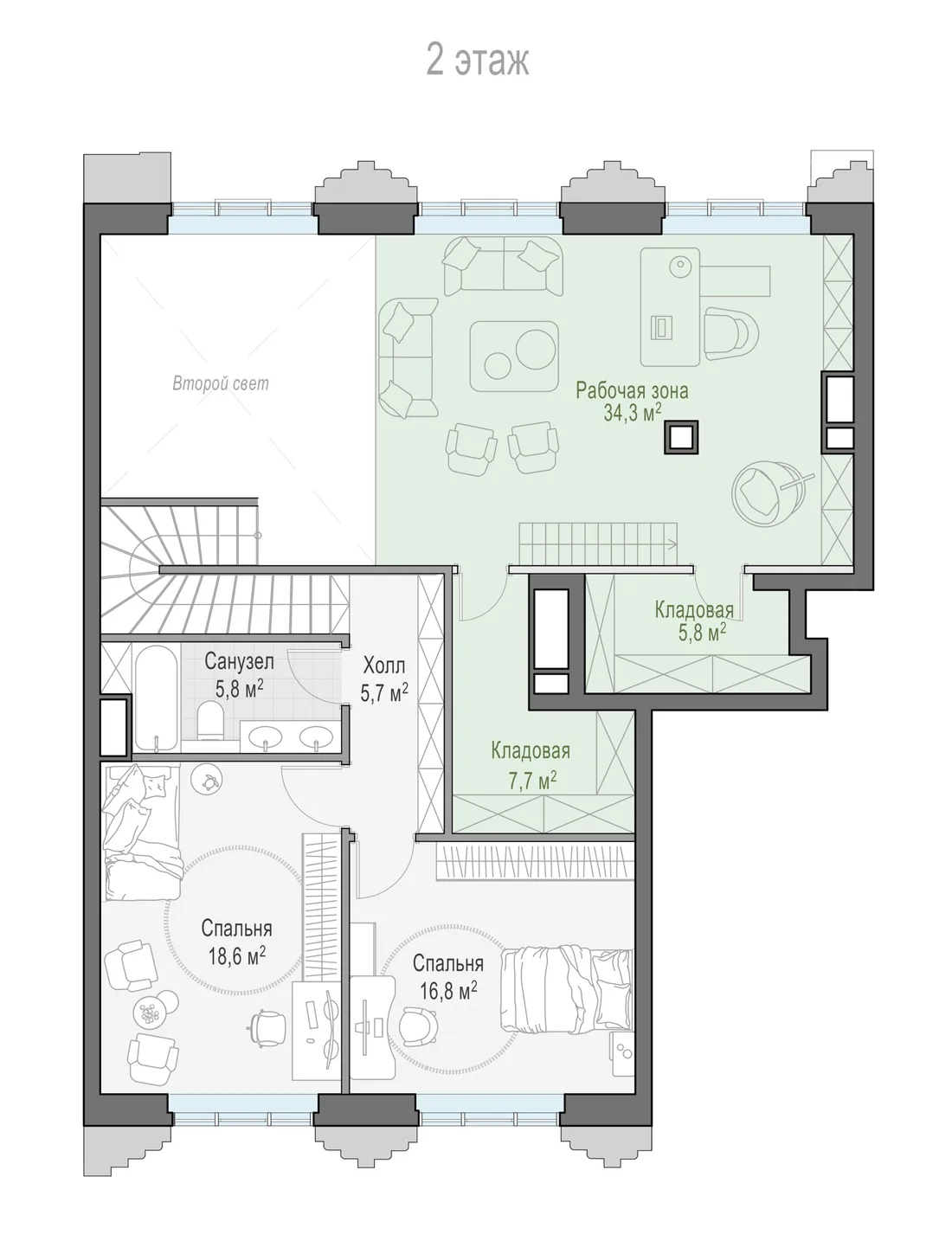 Планировка: Четырёхкомнатная квартира 170 м² в «Тишинский бульвар»