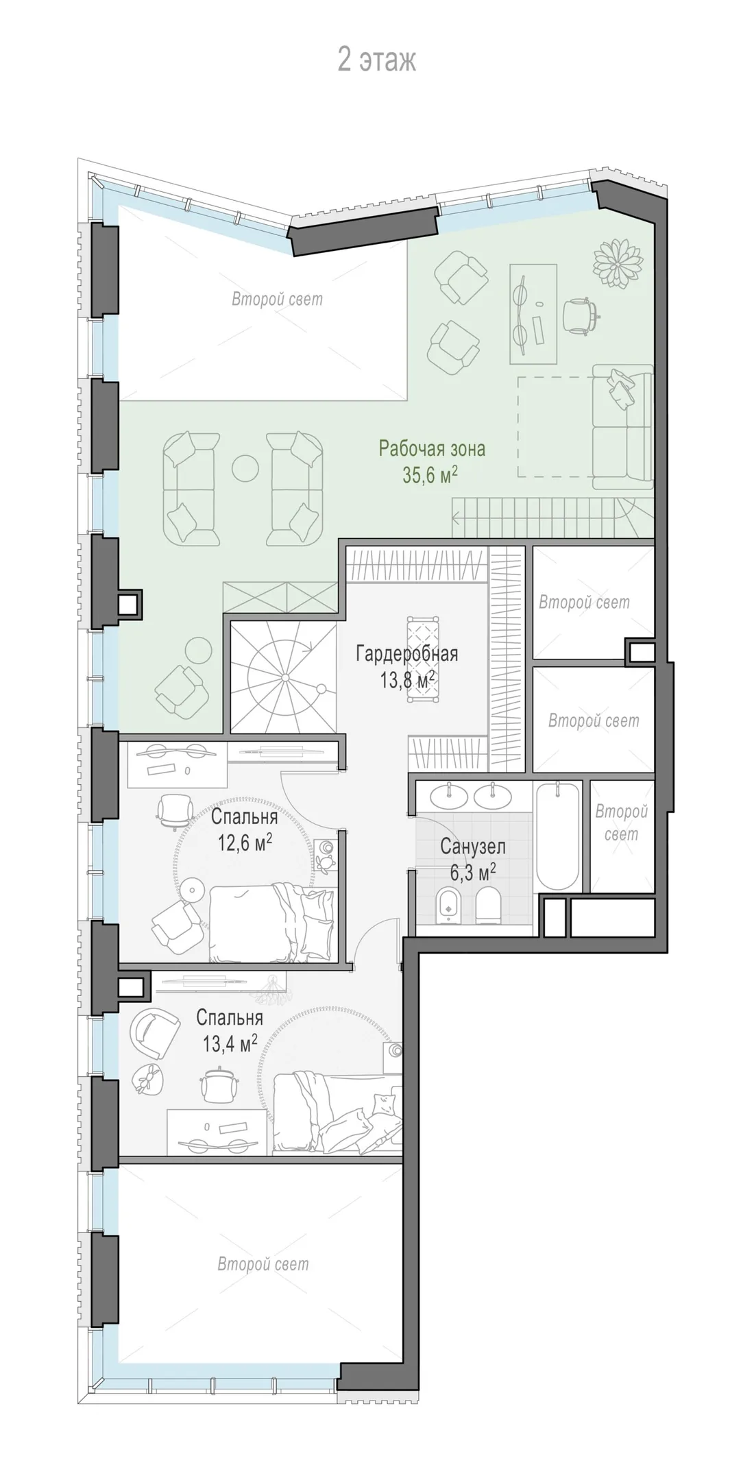 Планировка: Четырёхкомнатная квартира 171 м² в «Тишинский бульвар»
