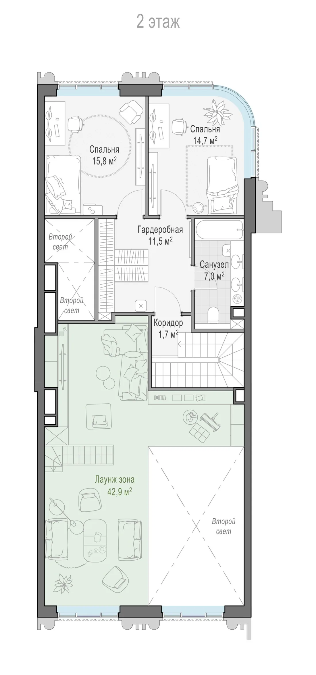 Планировка: Четырёхкомнатная квартира 178 м² в «Тишинский бульвар»