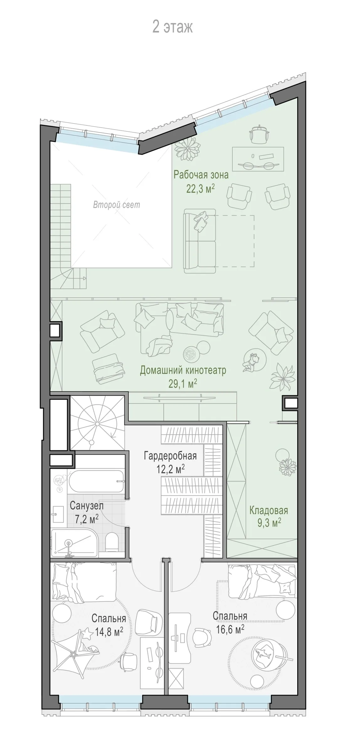 Планировка: Четырёхкомнатная квартира 180 м² в «Тишинский бульвар»