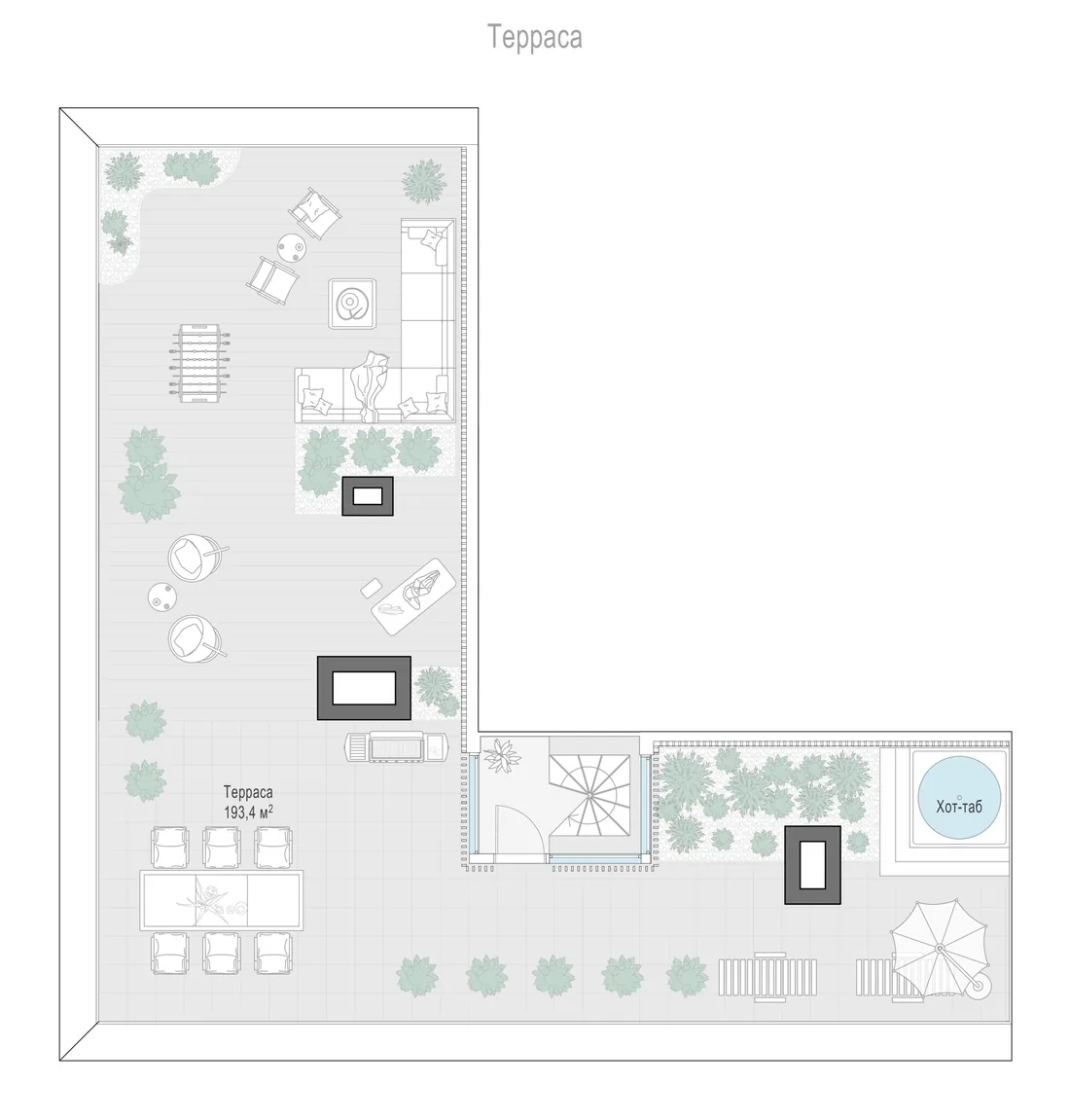 Планировка: Пятикомнатная квартира 243 м² в «Тишинский бульвар»