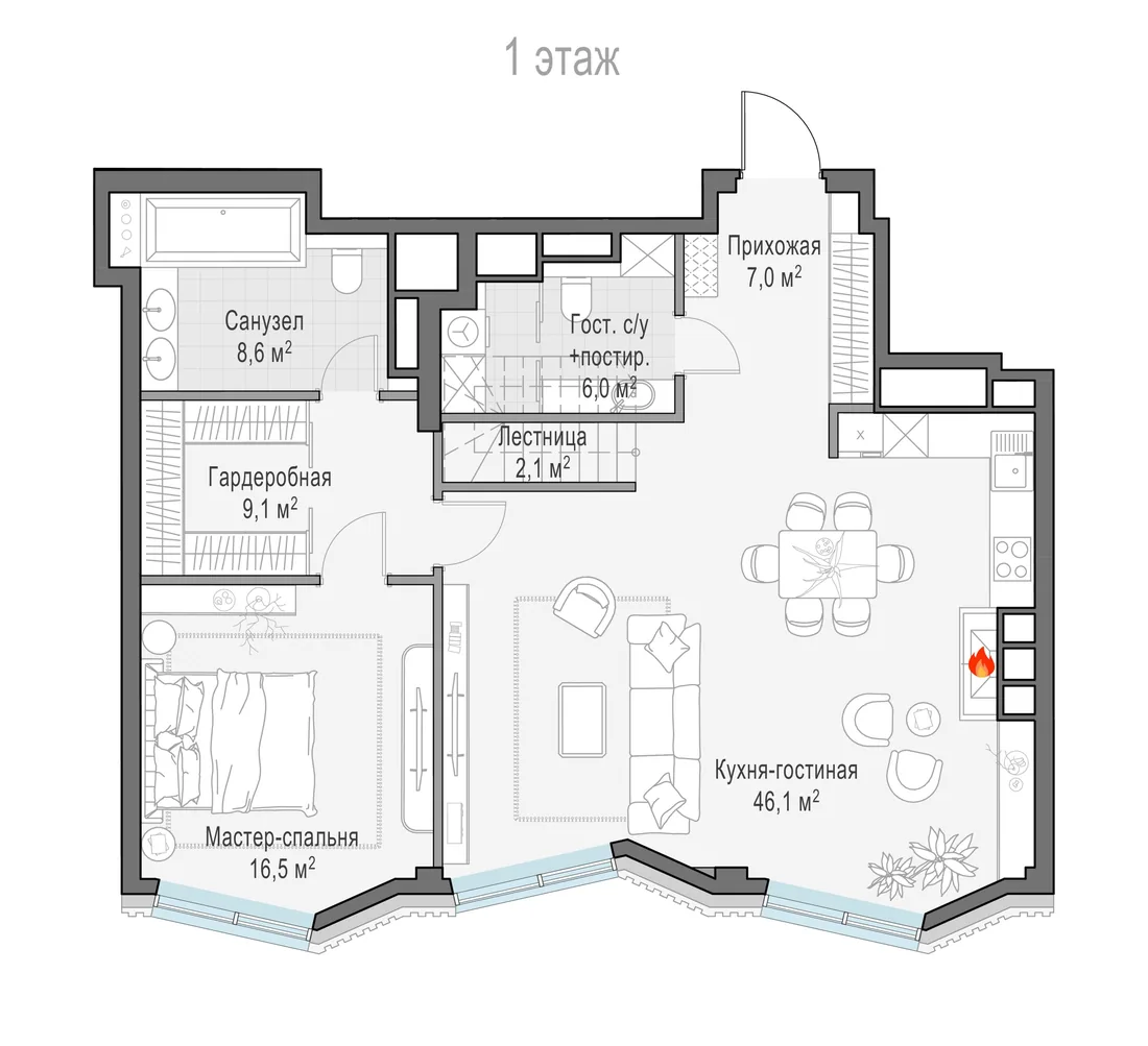 Планировка: Квартира 95 м² в «Тишинский бульвар»